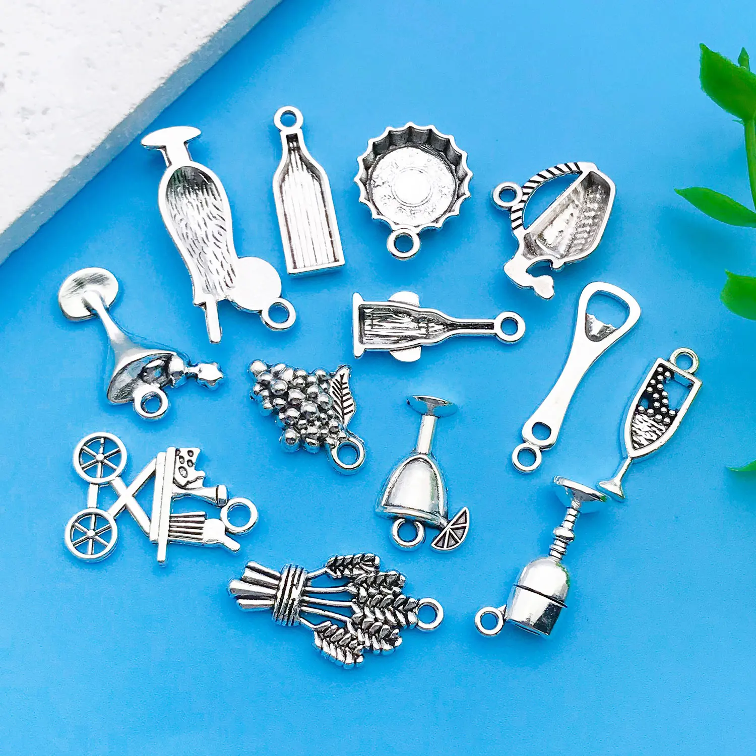13/26pcs Ancient Silver Alloy Red Wine Glass Series Mixed Pendant Set For DIY Keychain Necklace Charms Jewelry Making Accessorie view 6