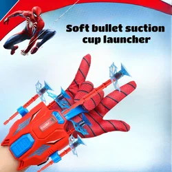 Marvel Kids Suction Cup Gloves Soft Bullet Gun Launcher Anime Hero Spider-Man Wrist Infrared Dual Launcher Holiday Gift Toy