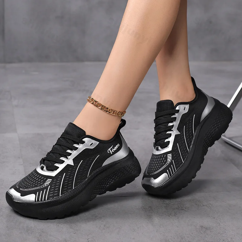 

Женские кроссовки с дышащей сеткой, легкая спортивная обувь на шнуровке, повседневная удобная уличная нескользящая повседневная тренировочная обувь для бега