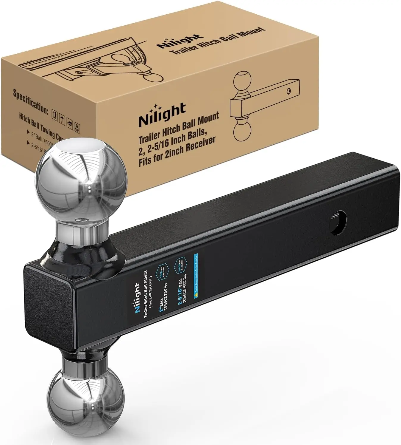 

Шаровое крепление сцепного устройства прицепа, шарики 2–5/16 дюймов, подходит для 2-дюймового квадратного приемника, 10 000 фунтов