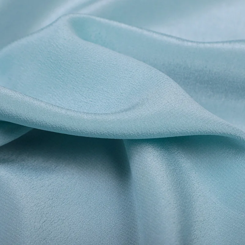 Solid Color Silk Crepe De Chine Fabric for DIY Sky Blue Dressmaking Cheongsam 114CM Wide 15MM Thick Summer Thin Silk Fabric R033