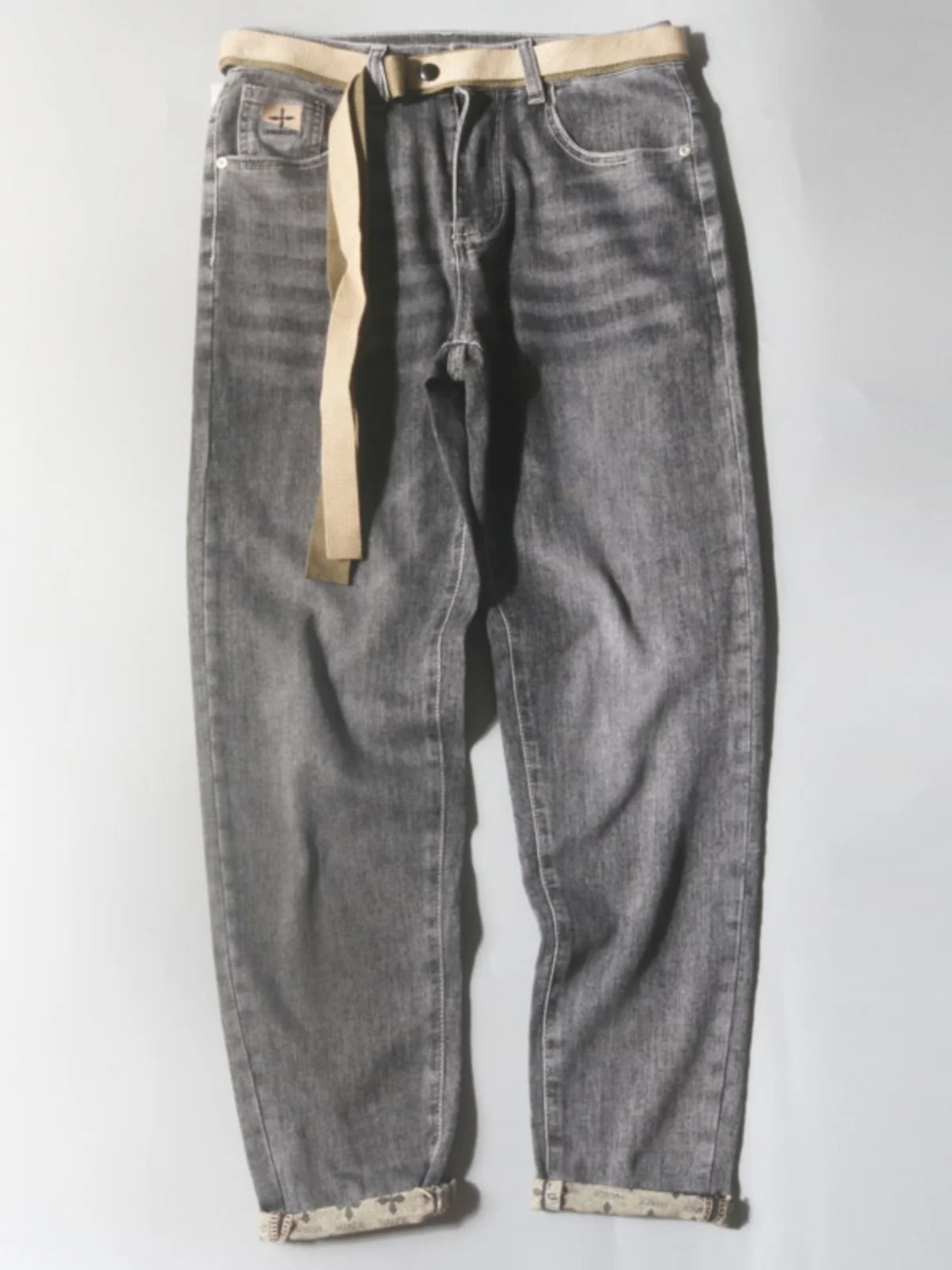 

Loose Straight Leg Men's Jeans Trendy Casual Elastic Long Trousers Autumn Spring Versatile Cotton Stretch Denim Youth Faion