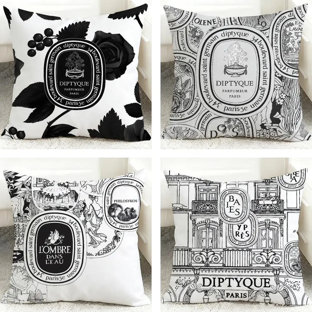 Fashion D-Diptyques-es Cushion Cover 40x40cm Square Decorative Sofa Cushion Cover Bedroom Living Room Home Decor Gift
