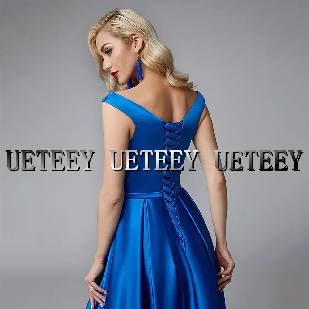 Robe de demoiselle d'honneur trapèze élégante, personnalisée, col en V, sans manches, longueur au sol, robes de soirée de mariage, dos à lacets pour femmes