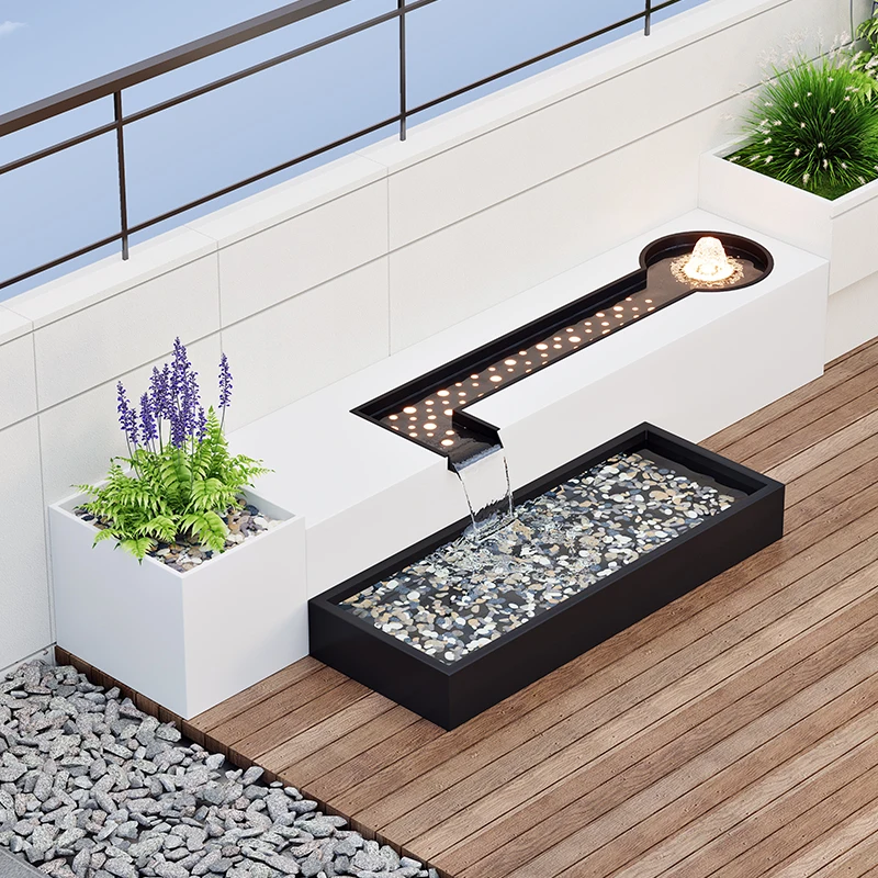 xx- Modern Durable Outdoor Furniture Running Water Flower Box Fish Tank Culture Screen Partition Living Room Dining^