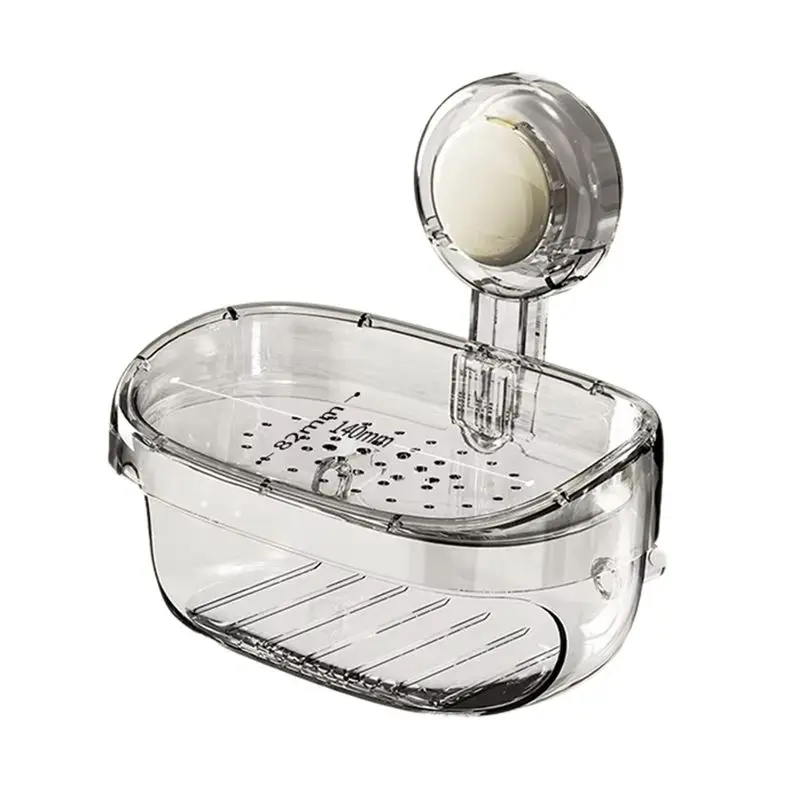 ABJN-Drain Water Bathroom Soap Dish Suction Cup Soap Holder Removable Wall Mounted Movable Soap Box Bathroom Accessories B