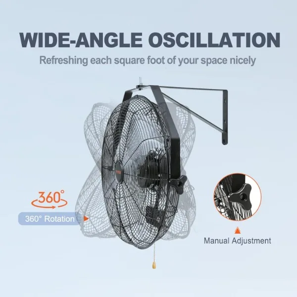 VEVOR 18-дюймовый Настенный Вентилятор, 3-скоростной, IP44 водонепроницаемый настенный вентилятор, макс. 4150 куб. М настенный вентилятор для наружного и коммерческого использования