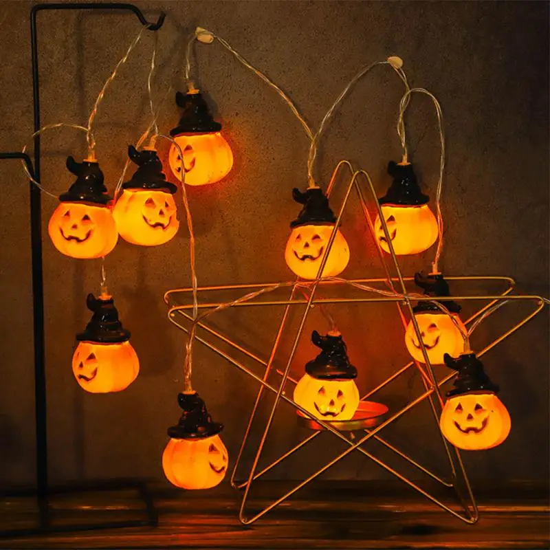 60/40/20/10LED Halloween 3D Pumpkin String Lights Battery Powered Pumpkin Fairy Atmosphere Lights Suitable For Halloween Decor