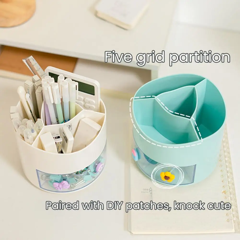 حامل قلم متعدد الوظائف قسم أبيض وطبقات قلم رصاص دوار مكتب تخزين سطح المكتب لوازم مكتبية أدوات التجميل #5