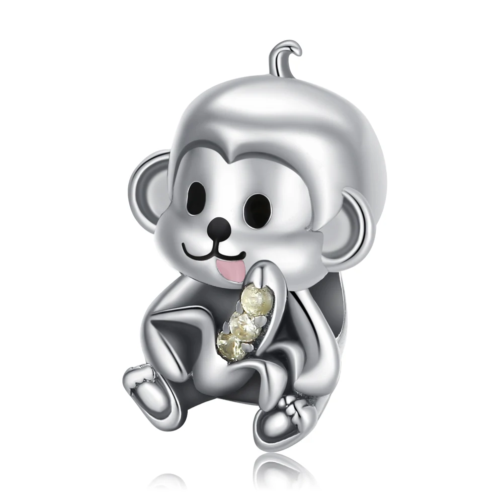 

Danturn 925 Sterling Silver Original Beads Cute monkey Dangle Charm fit Snake Chain Bracelet Fashion Women Jewelry Making