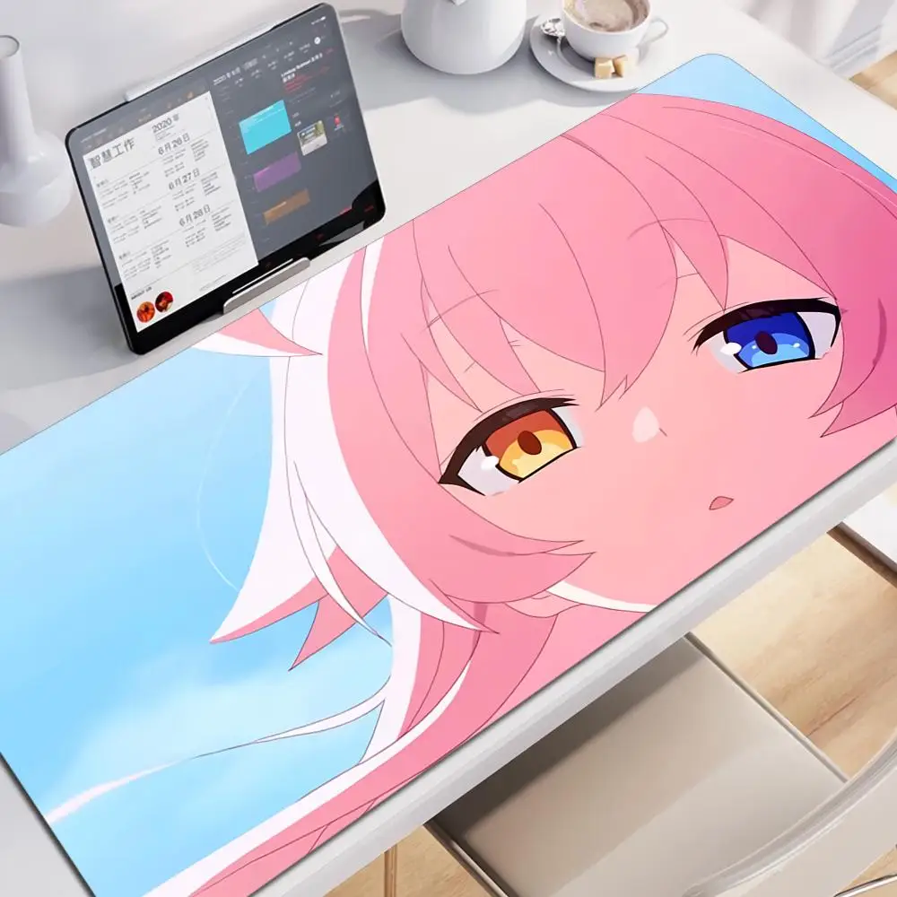 Gaming Mouse Pad, Large Desk Mat, Anti-slip Base, Stitched Edges, Cute Pink Hair Anime Girl, Keyboard Pad for Gamer Office Home