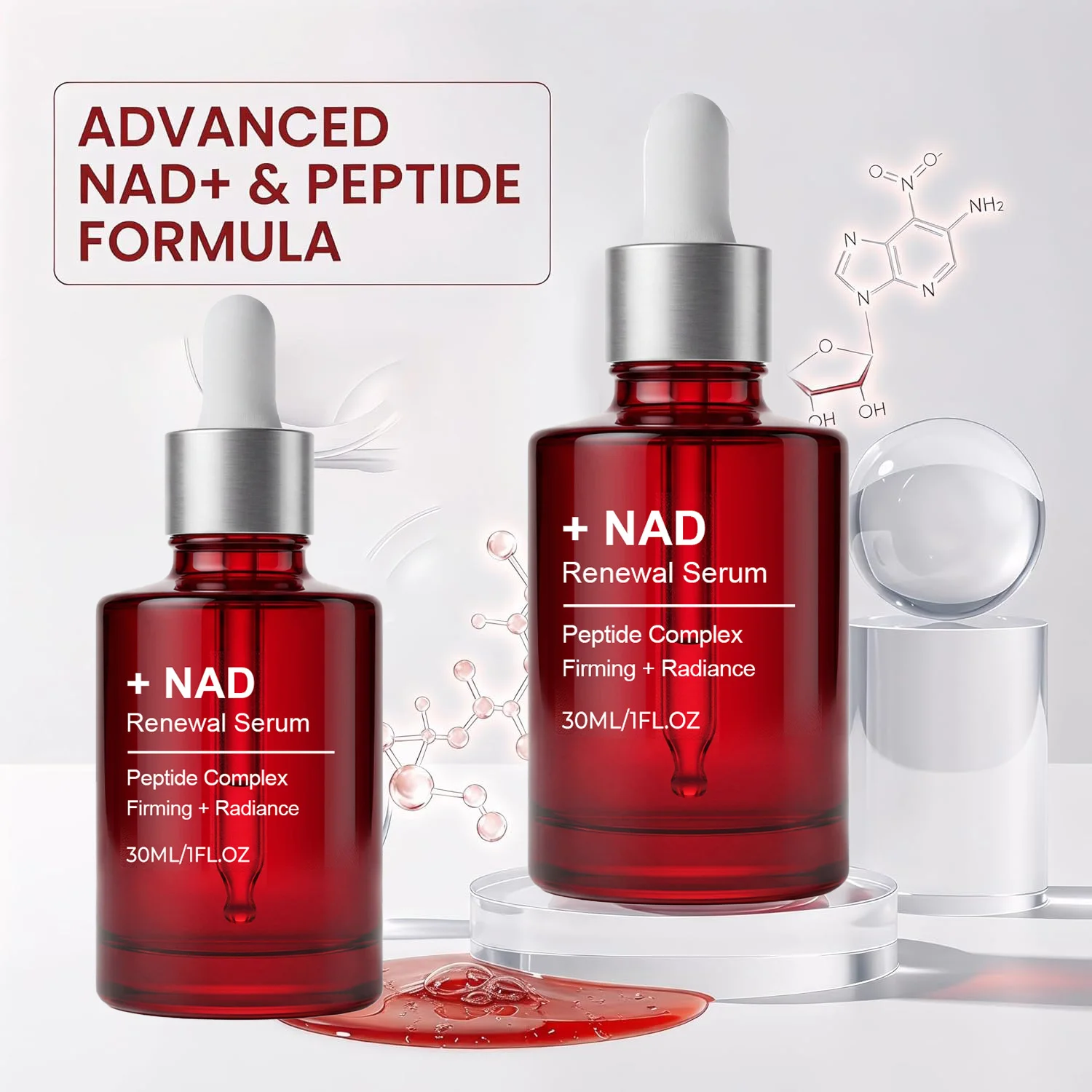 NAD+ Peptide Firming Serum Nourishing Face & Neck Treatment with Collagen Plumping & Radiance Boosting Skin Elasticity&Firmness