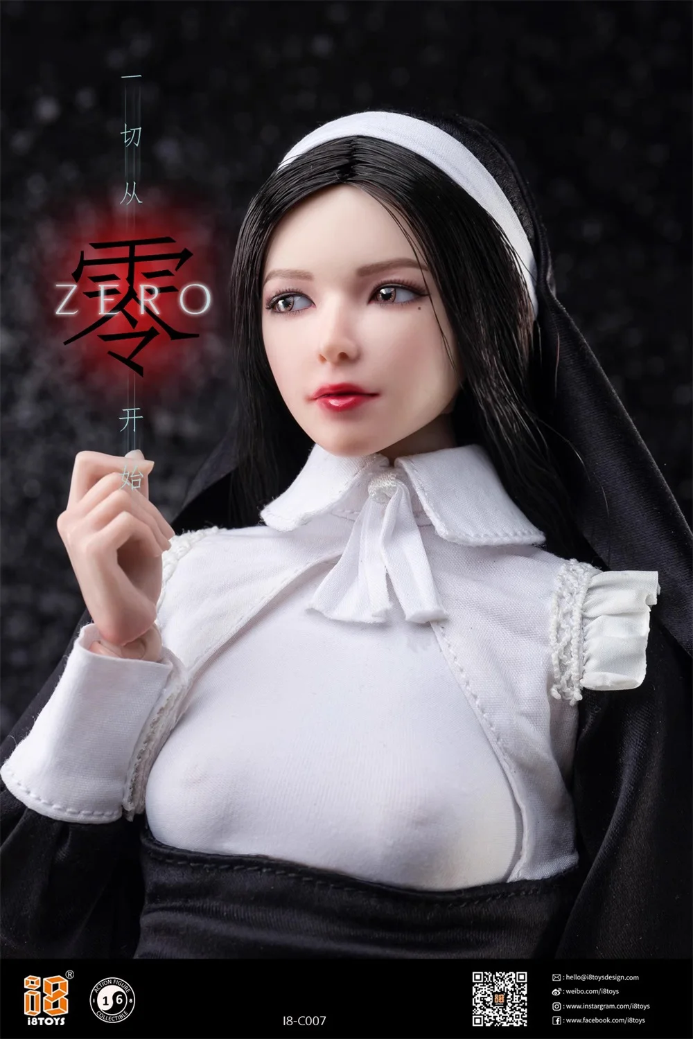 1/6th I8Toys C007 Beauty Nun Dress Suit with Head Crystal Clear Moveable Eyeball No Body For 12