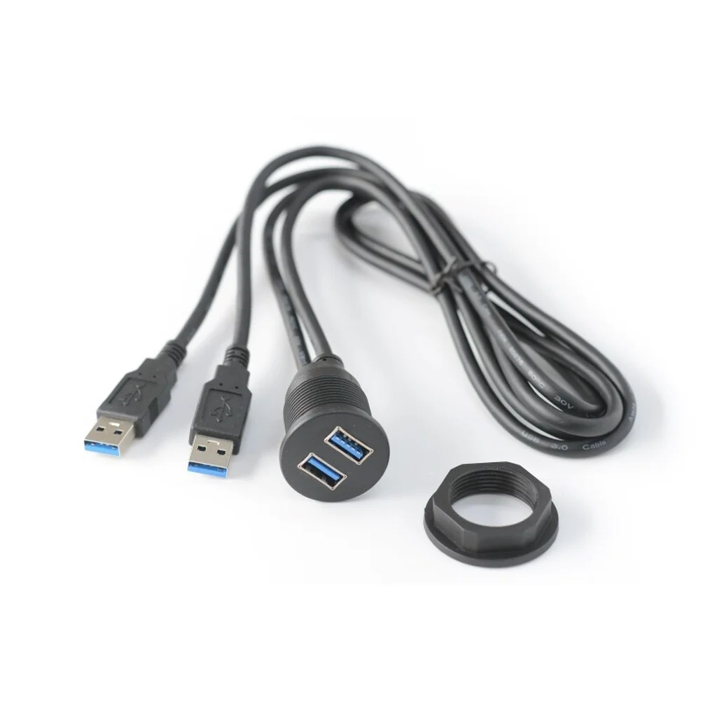 For Car USB 3.0 Dual Female Dash Mount Socket with Oxygen Free Copper Wiring for Reliable Power and Data Transfer
