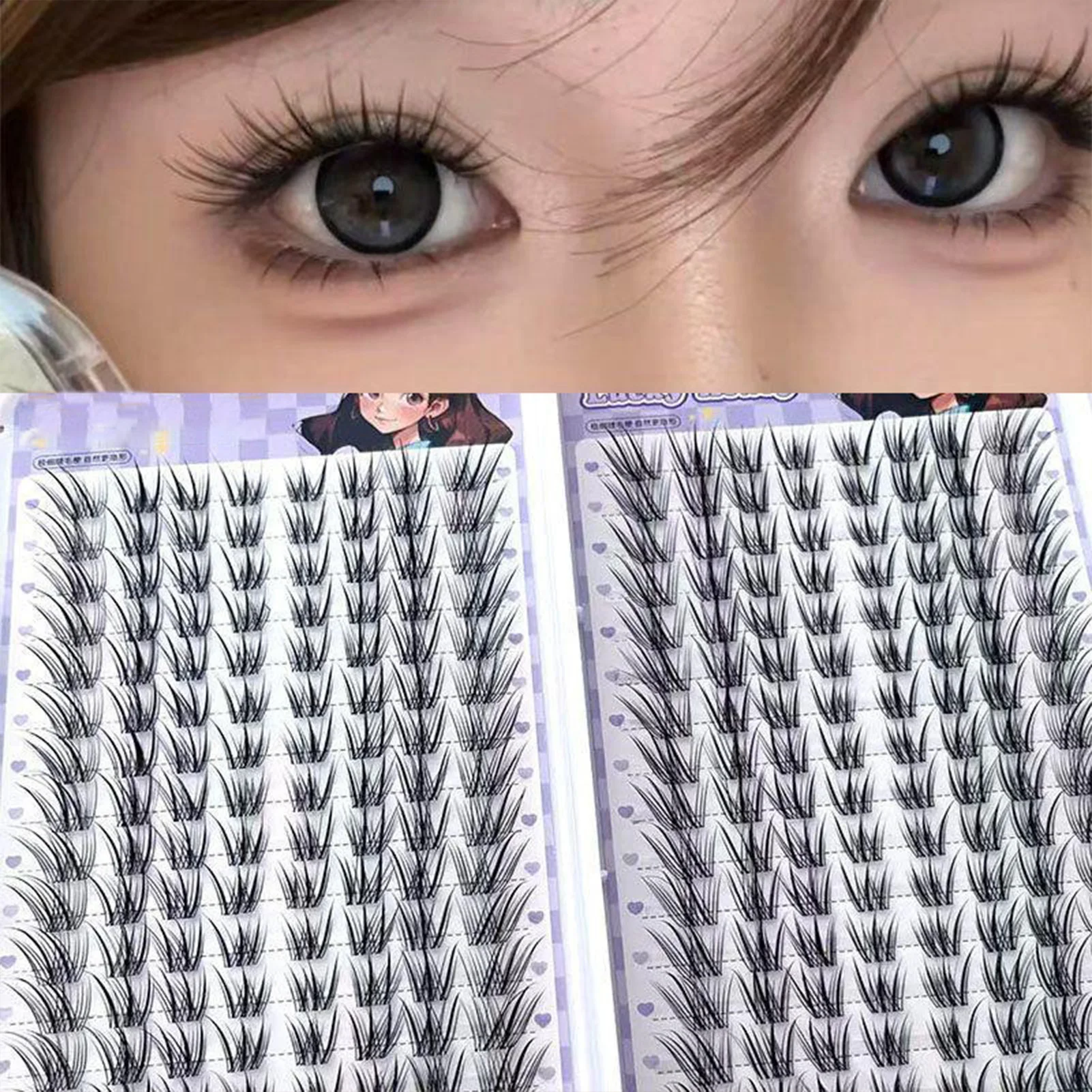 Extensiones de pestañas postizas naturales, grupos individuales, pestañas postizas C-Curl, pestañas de fibra sintética para uso diario y de fiesta
