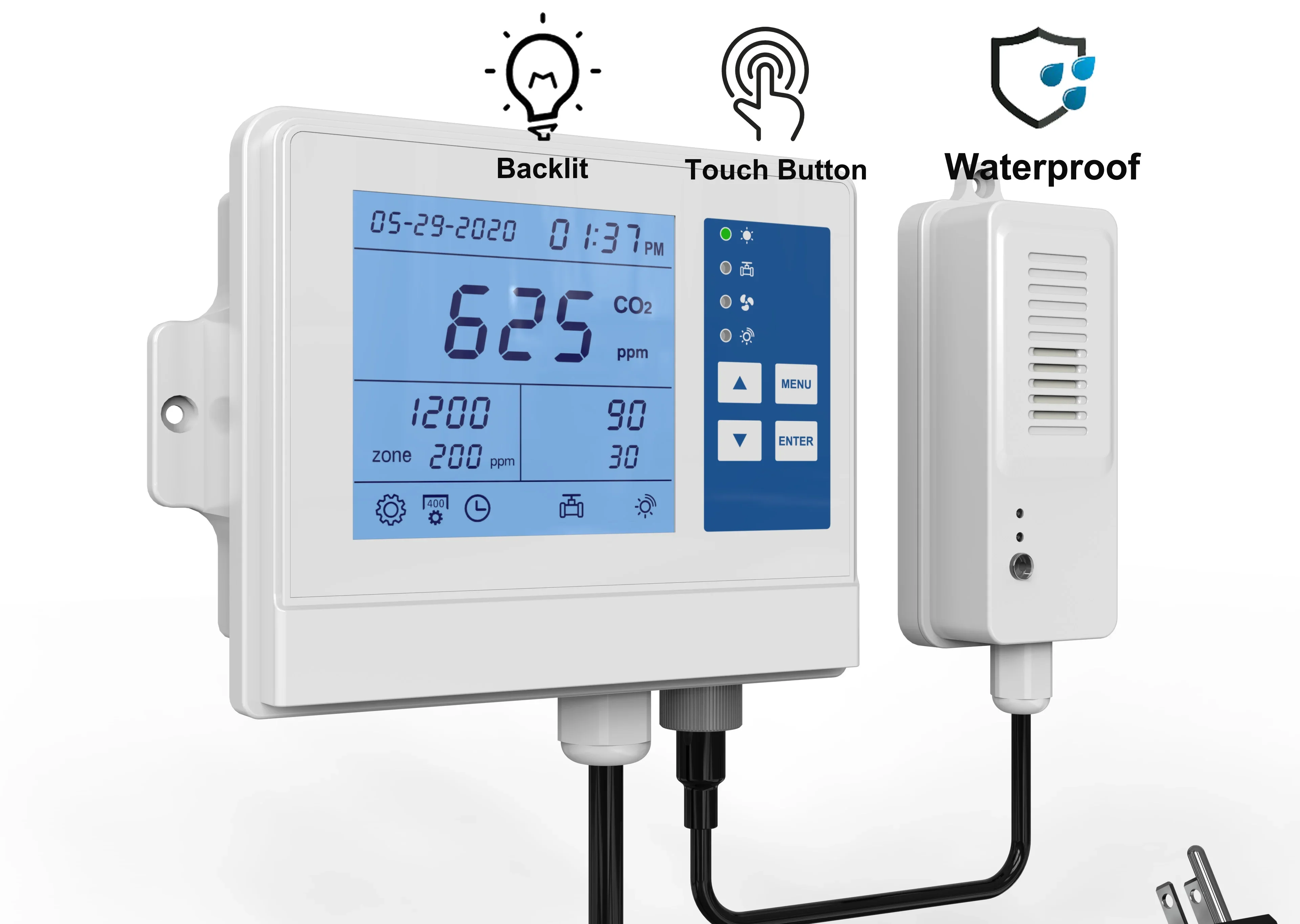 Smart CO2 controlador, controladores para sala de cultivo, CO2 monitor, abastecimento de gás, controla automaticamente