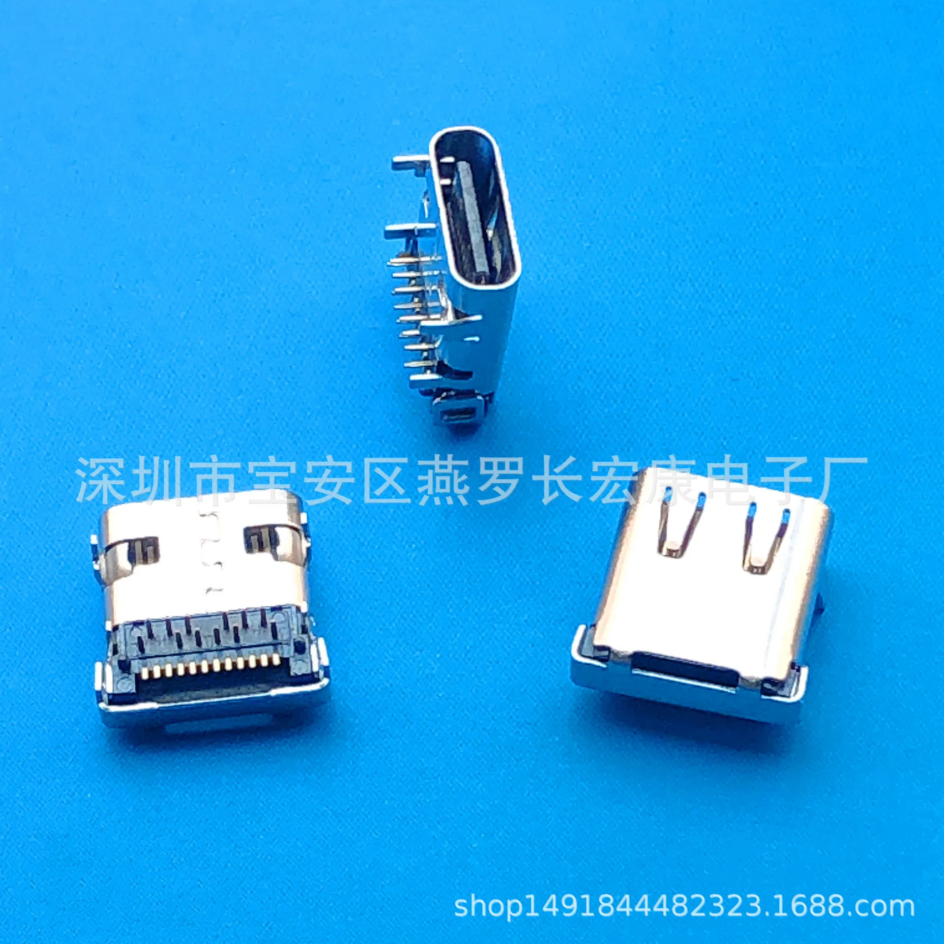 For front plug and rear stick TYPE-C 24P female seat, on-board type DIP + SMT four-pin full plug