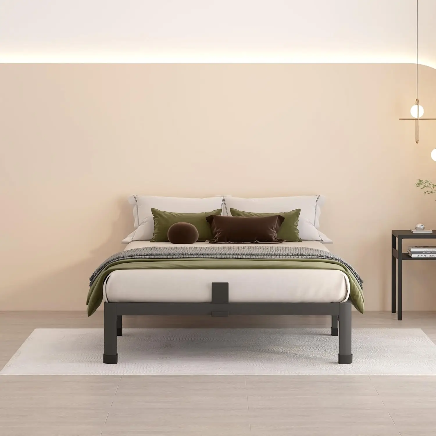 إطار سرير بمنصة معدنية مزدوجة مقاس 10 بوصات، ودعم 3000 رطل، وخالي من الضوضاء، وسهل التجميع