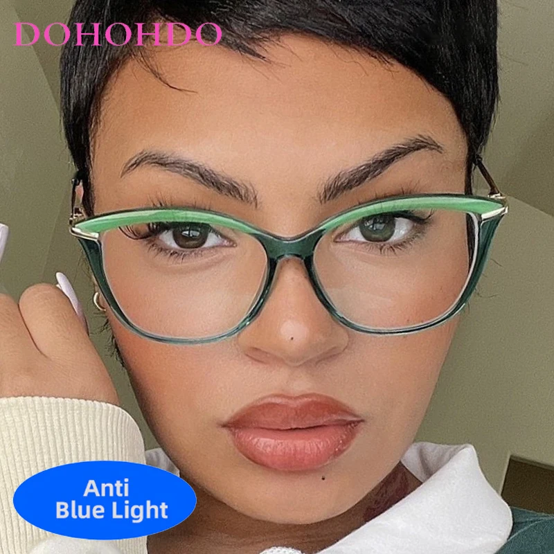 

Punk Design TR90 Cat Eye Metal Leg Anti-Blue Light Women Men Glasses Luxury Brand Computer Games Eye Protection Optical Eyewear