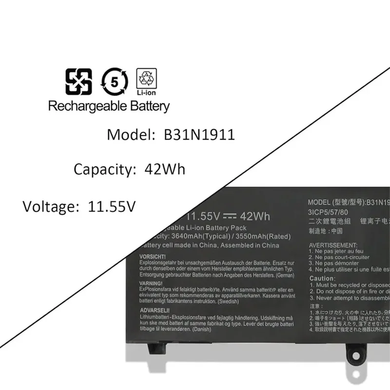 New B31N1911 C31N1911 11.55V 42Wh Laptop Battery For ASUS VivoBook Flip 14 TM420IA TP470EA M413DA M413DA-EK162T M413DA-EK007T