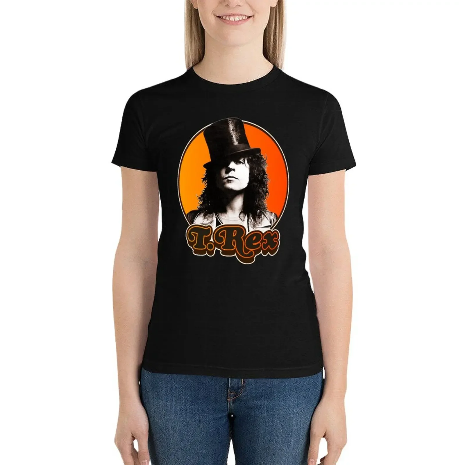 Retro T Rex Marc Bolan Tribute T-Shirt Aesthetic clothing Short sleeve tee Blouse tops oversized workout shirts for Women