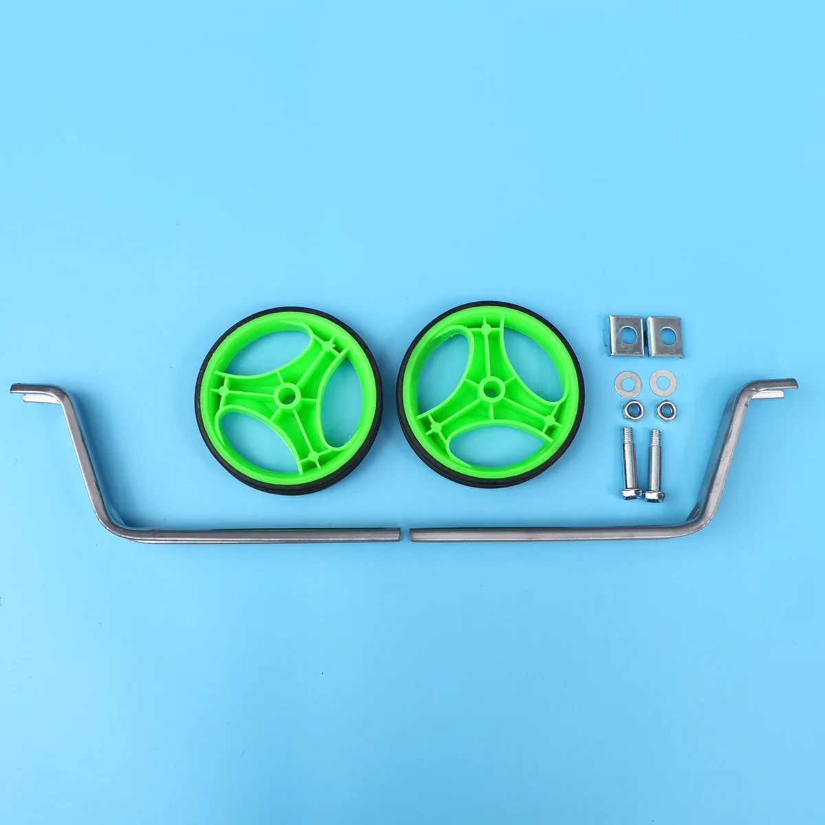 1 Set 12 Inch Kids Bike Training Wheels Flashing Auxiliary Wheel For Children Bicycle Mute Sturdy Adjustable Support Light Green