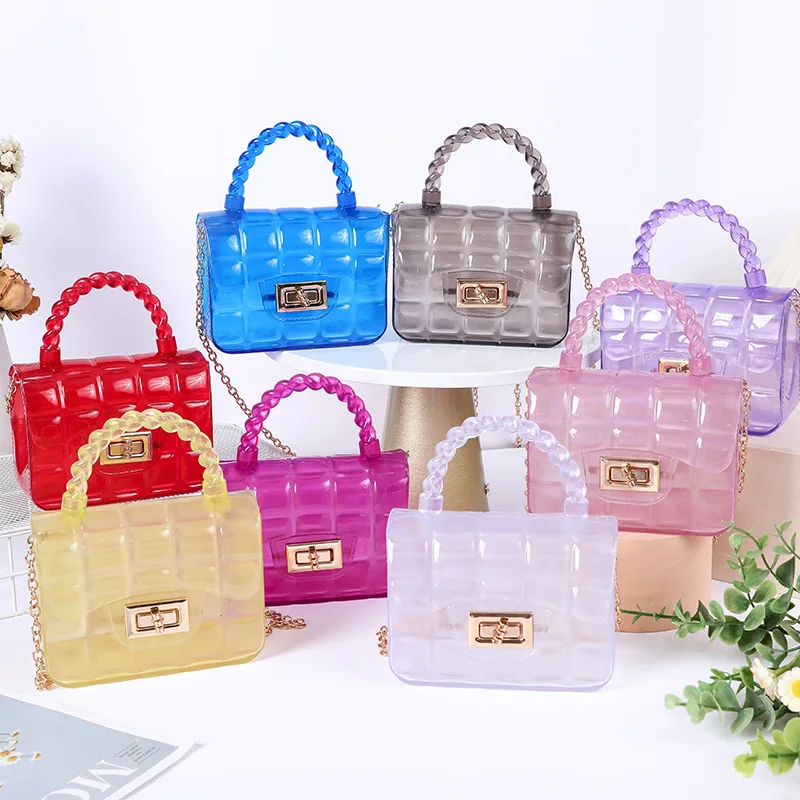 2024 new PVC mini transparent grid jelly bag, simple small bag, single shoulder crossbody bag