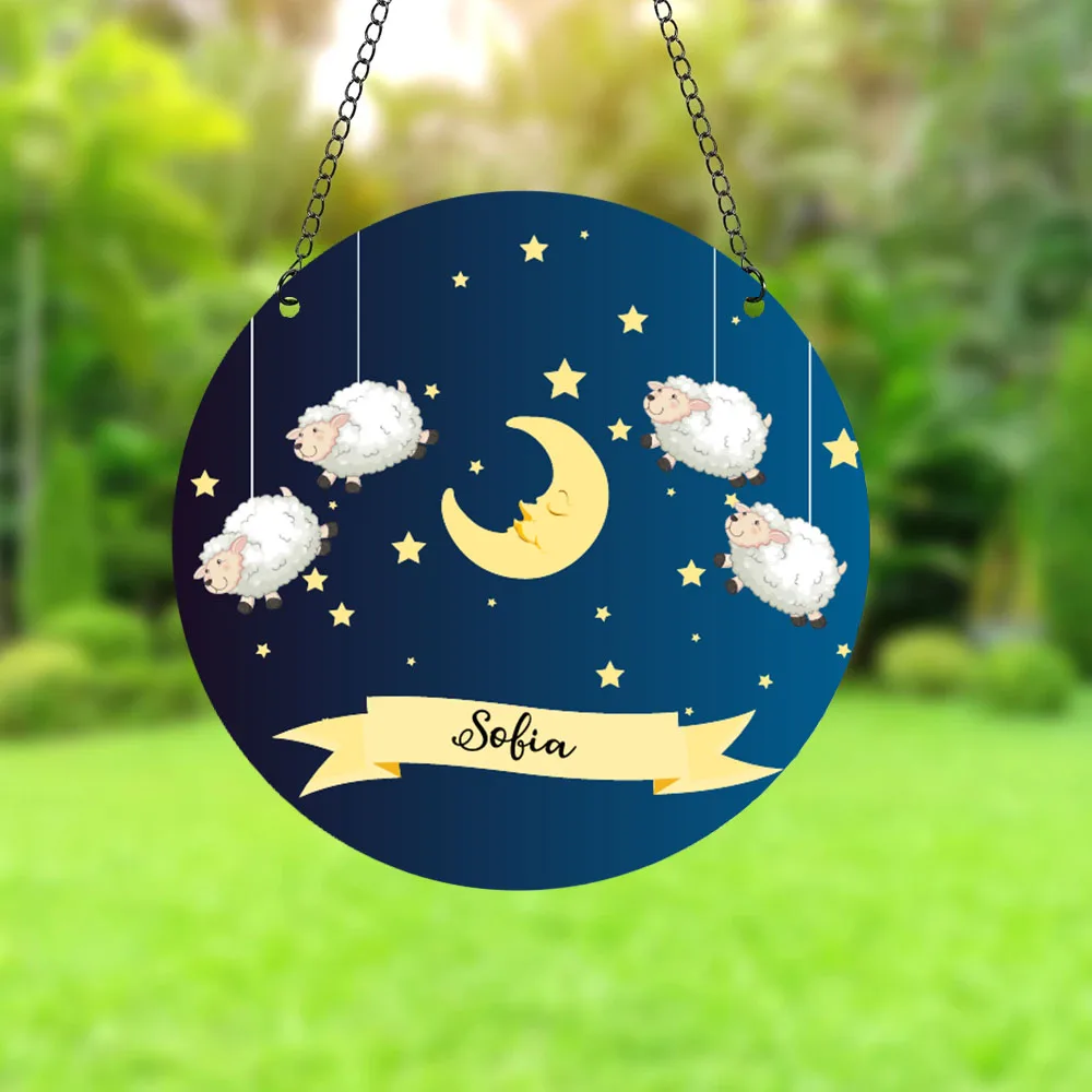 1 قطعة نمط القمر لطيف اسم مخصص صورة شخصية الملون نافذة الشنق الملون لوحة أكريليك Suncatchers ديكور الباب