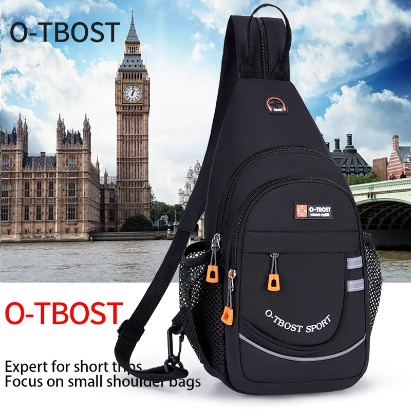 Men's chest bag with color-blocking waterproof Oxford fabric crossbody bag and women's durable multi-functional small backpack