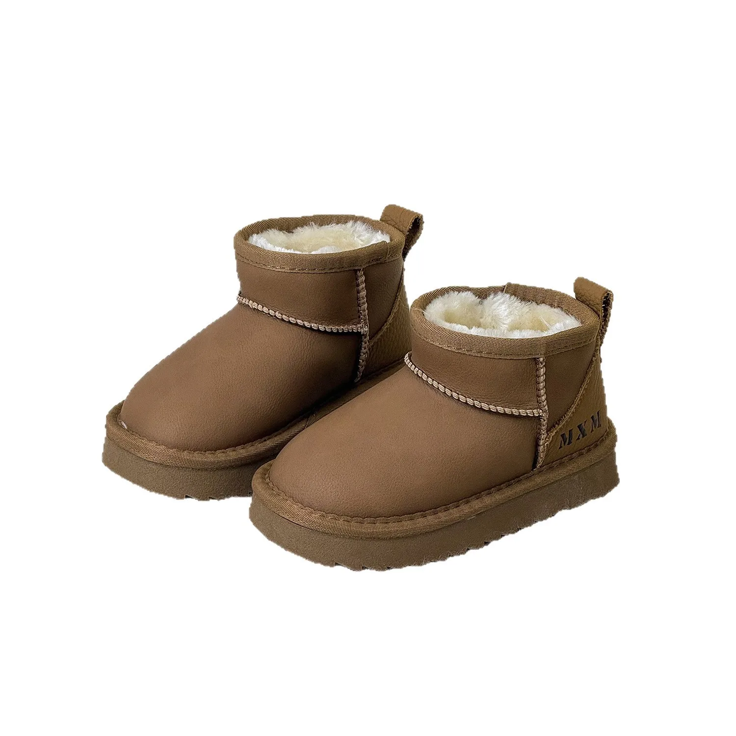 Kid Toddler Warm Genuine Leather Ankle Boots Winter Children's Boy Girls Simple Versatile Top-grain Cowhide Thickened Snow Boots