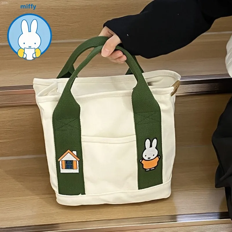Kawaii Miffy Day Department Canvas Zipper Tote Bag Bento Lunch Box Bag Work Hand Carry Snack Bag Mommy Student