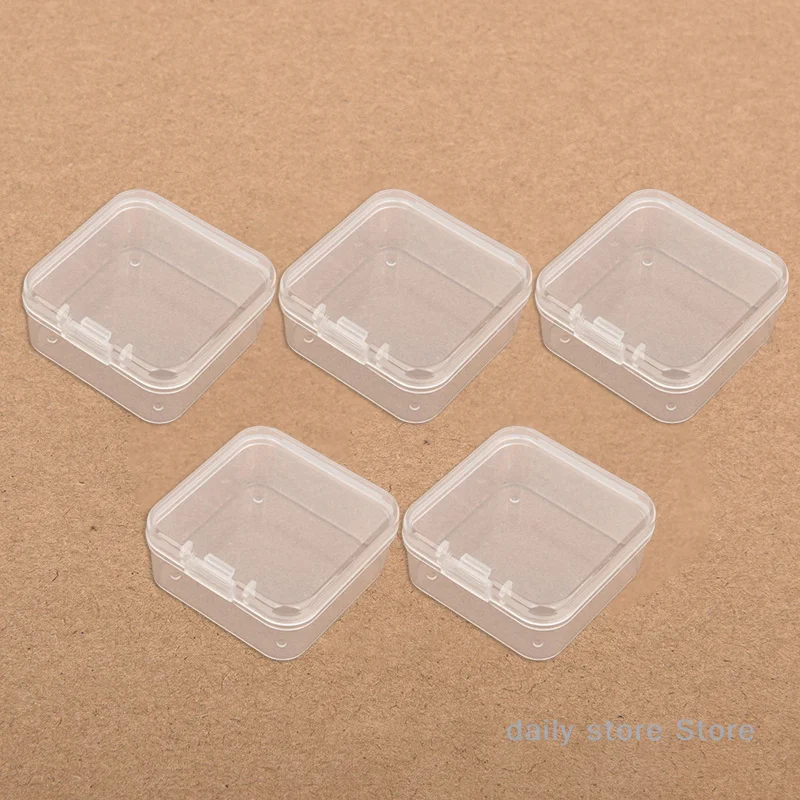 5Pcs Mini Plastic Storage Box Transparent Jewelry Storage Case Earrings Rings Boxes Small Items Storage Container
