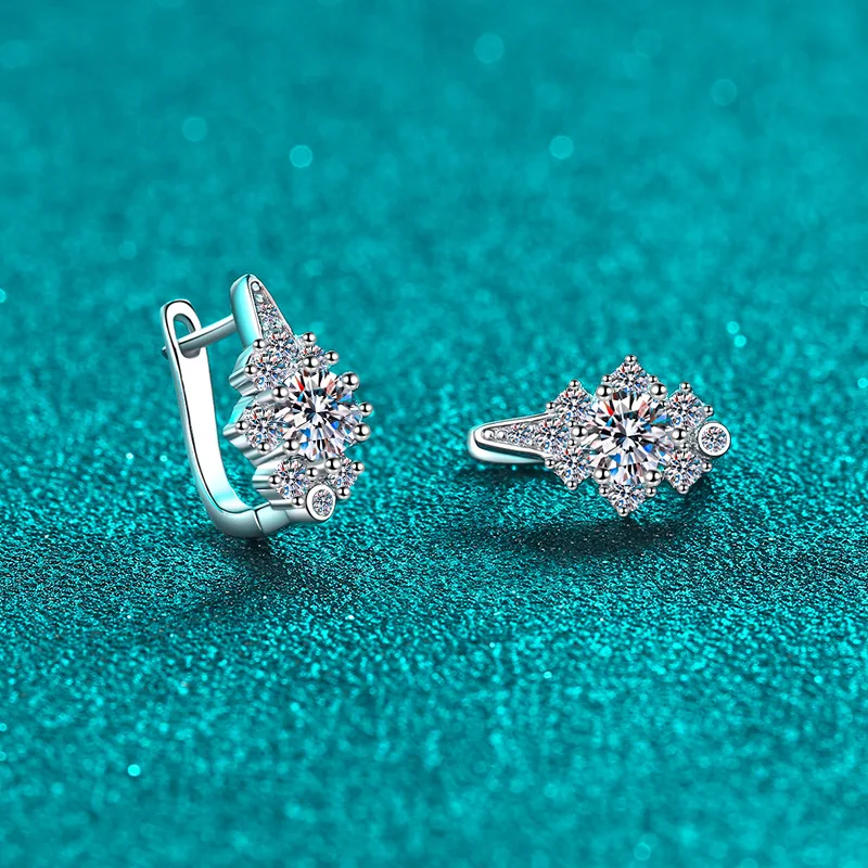 1.0 قيراط مويسانيتي U شكل الأذن أقراط مشبكية 100% 925 فضة مختبر الماس القرط للنساء غرامة مجوهرات حفل زفاف
