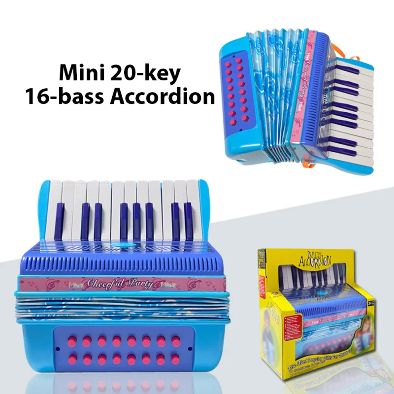 Mini 20key 16 Bass Accordion ABS with Buckle Lightweight Button Accordion Stage Performance Musical Instrument for Beginner Gift