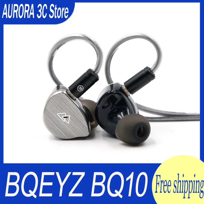 Bqeyz Bq10 Pet Dynamic Driver In-Ear Earphones Hifi Wired Iem Gaming Earbuds 0.78mm Custom Detachable Silver-Plated Ofc Cable