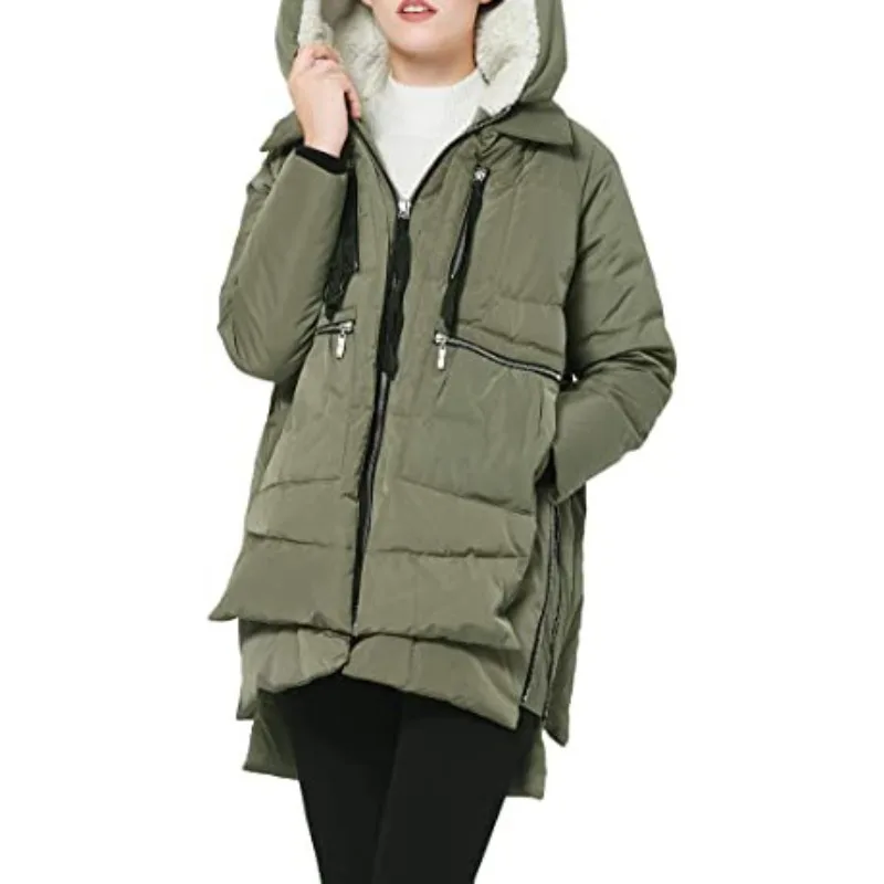 Chaqueta de algodón con capucha y Bolsillo grande holgada de longitud media europea y americana nuevo en Stock abrigo Amazon ropa de mujer de comercio exterior