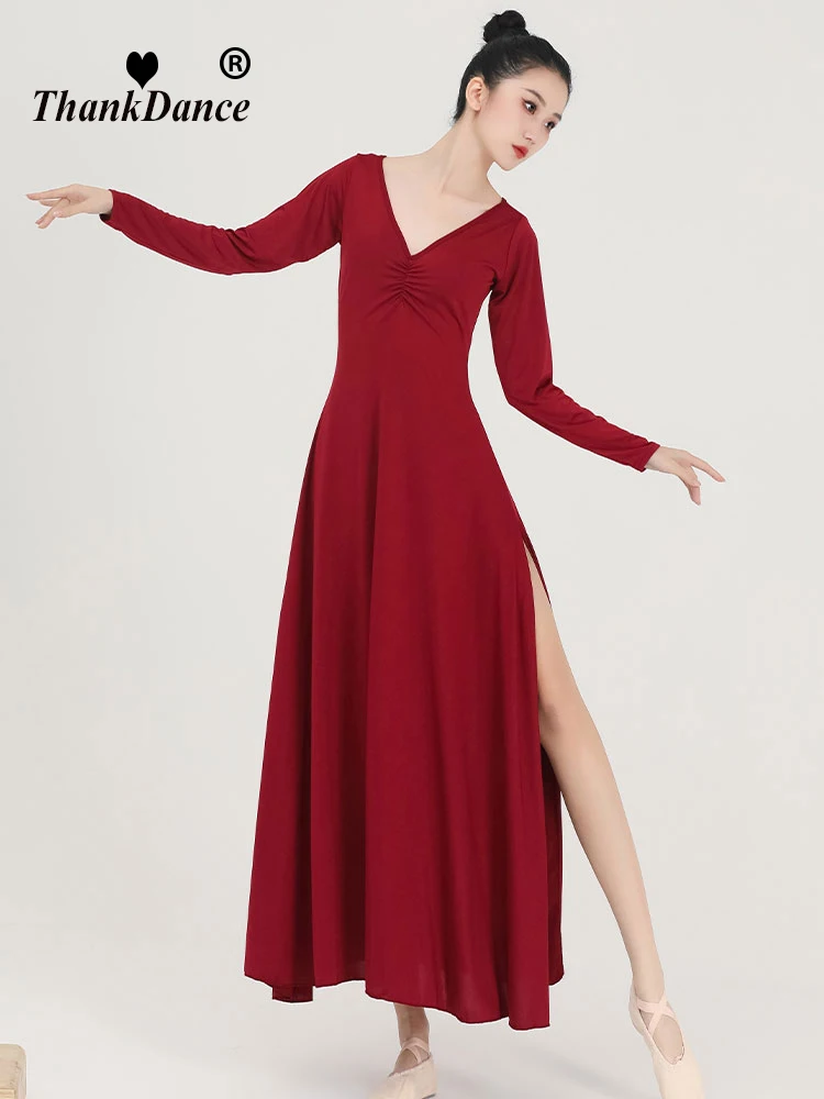 2023 Ballroom Waltz Modern Dance Dress Ballet Dance Competition Dresses Standard Ballet Red Dancing Clothes Long Tango Dress