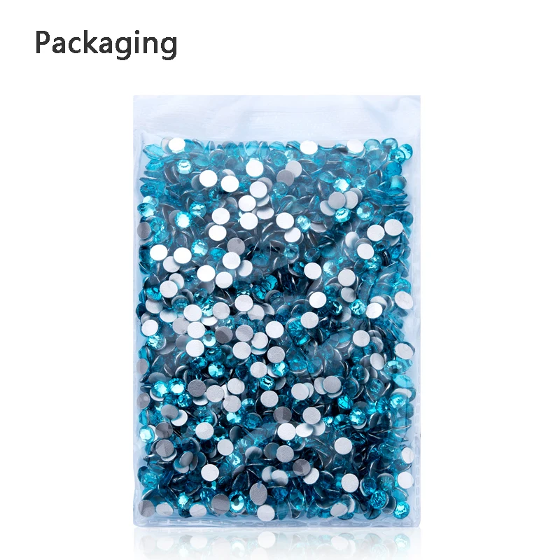QIAO SS4-SS34 Aquamarine Non Hotfix Gem FlatBack Crystal Glitter Rhinestone Nail 3D Art Stone Gems Shoes DIY Decoration