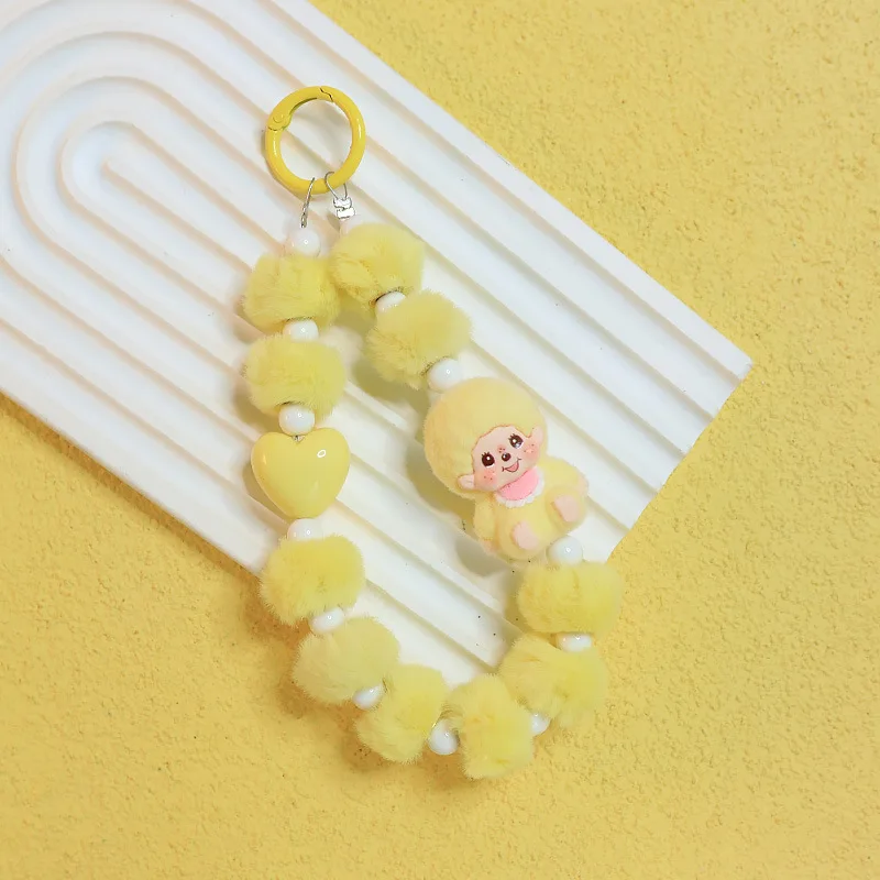 لطيف أنيمي مطرز قلادة المفاتيح سوار الهاتف على ظهره يتدفقون الديكور لفتاة، قلادة من الخرز مع تصميم عشوائي هدية