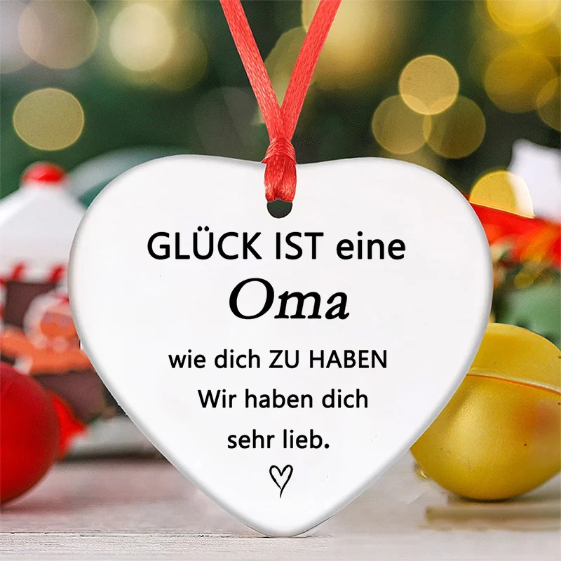 

1 керамический орнамент в форме сердца с немецкой фразой «Счастье бабушка» — красная лента, идеальный подарок «спасибо»