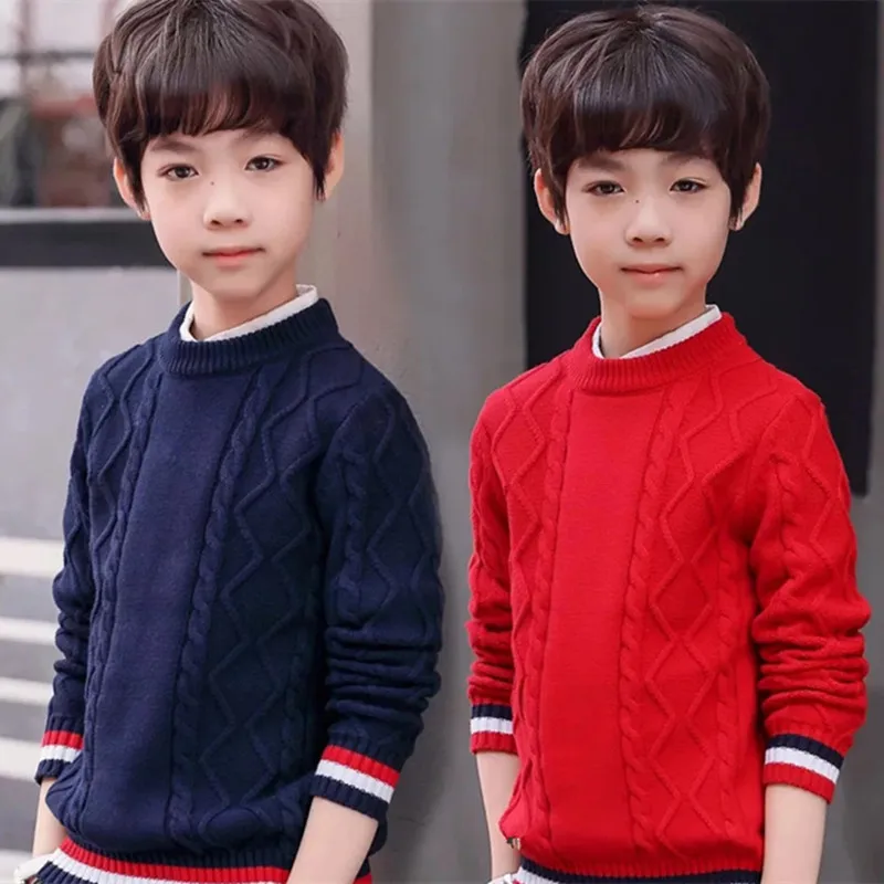 Children's Children's Hemp Flowe rSweater For Boys Autumn Winter British Fashion Kids Pullovers Teenager Age 4-15 Years Wear