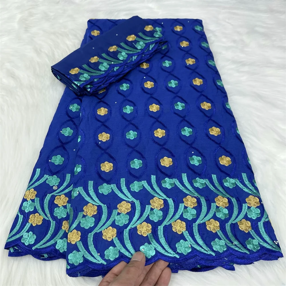 

7yards Swiss Voile Cotton Lace Fabric 2024 High Quality Dubai Embroidered Cotton African Lace Fabric Elegant Women Party Dress