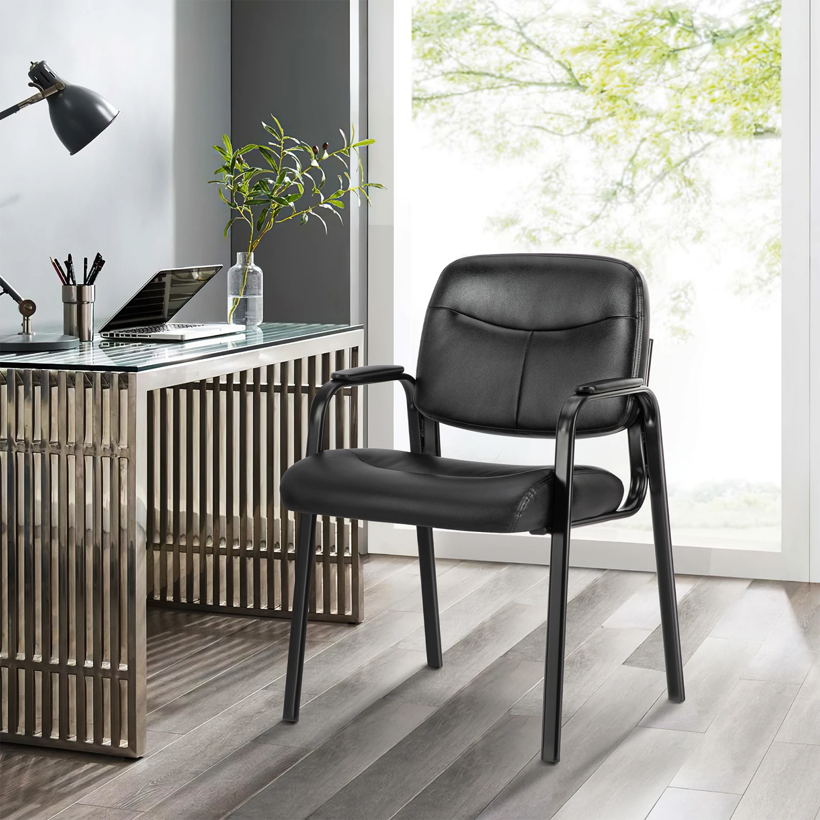 Pop Pu Leather Office Waiting Room Guest Chair Metal Frame Sponge Cushion Conference Room Lobby Table Chairs For Furniture