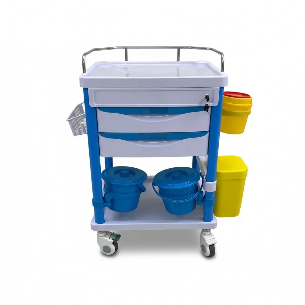 

Medical Service Cart, Plastic Anti-Rust Hospital Utility Trolley, Rolling 4 Brake Wheels, for Examination Rooms