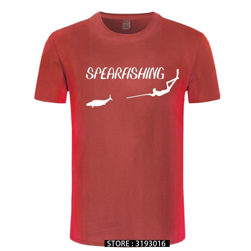 Sperfishing Freediving Spearfish Print T-shirt Men O-Neck T-shirt Short Sleeve Shirt Casual Tshirt Tee Tops