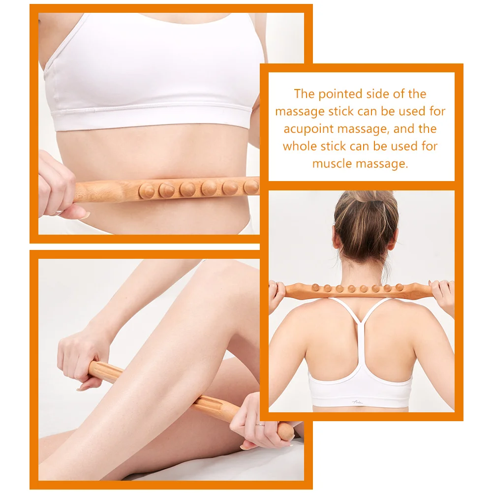

Wooden Massage Stick 8 Beads Carbonized Acupoint Roller Body Foot H Head Relief Portable Home Massager Tools Wood Therapy