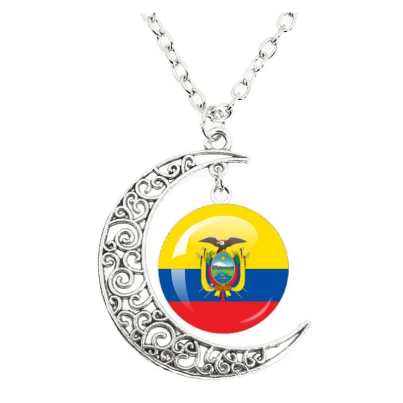 Switzerland, United States, Qatar, Canada, Australia Glass Cabochon National Flag 20mm Moon Necklace Pendent Jewelry Gift
