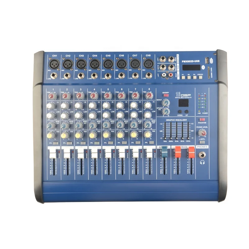 8 channel 450W + 450W USB Blueteeth Power Powered Audio Sound Mixer Mixing Console With built in Amplifier