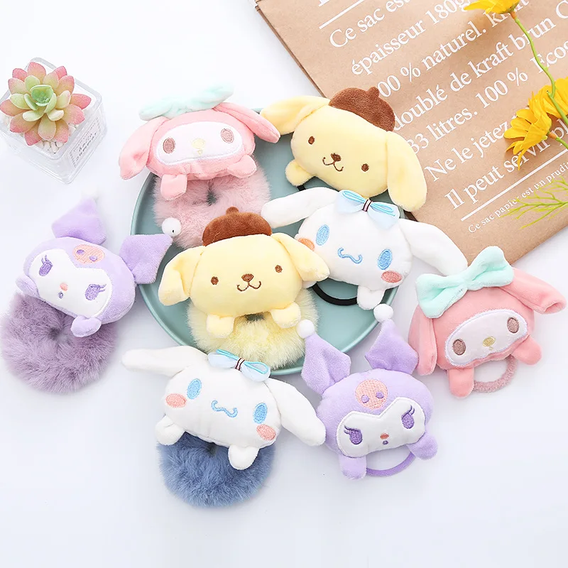 

Sanrio Hellokitty Mymelody Kuromi Cinnamoroll Japanese Plush Large Intestine Hair Ring Wash Face Hair Ring Cute Hair Rope Female