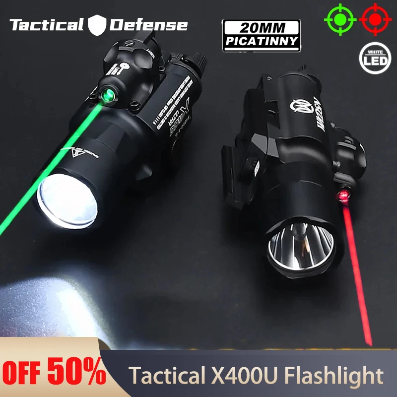 

WADSN X400 X400U X400V Tactical Weapon Flashlight Red Green Laser Sight High Power Led Pistol Gloc 17 Gun Accessory Scout Light